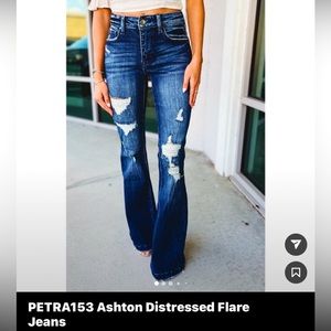 Ashton distressed flared jeans nwt